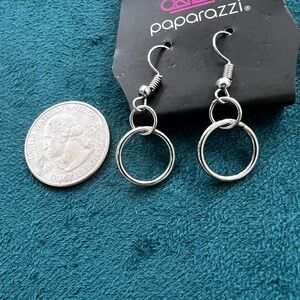 9 pair for $38 🔥 Paparazzi Silver-tone Double Circle Dangle Earrings